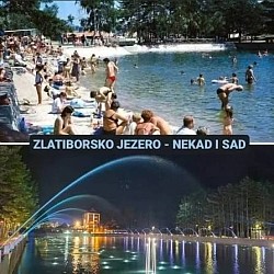 Zlatiborsko jezero Oko jezera postoji popločana staza za šetnju i klupice za odmor, a na samom jezeru se nalazi i par restorana, koji vam, osim hrane i pića, nude i divan pogled na jezero uz zvuk vode sa fontana.  Podjenako je lep doživljaj leti, na suncu, kada su bašte restorana otvorene, kao i zimi, kada iz udobnosti i topline restorana uživate u pogledu na zaleđeno jezero.