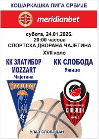 Košarka: Zlatibor - Užice, 24. januar u 20.00č.