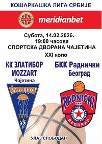 Košarka 14. februar u 19h Zlatibor - Radnički BG