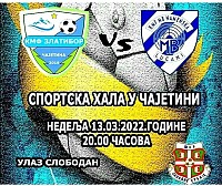 Futsal 15. mart u 20h  KMF Zlatibor – KMF MB Namenska (Lučani)